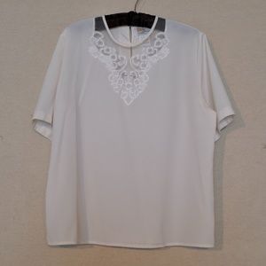 3 for $25: Cream/ivory short sleeve lace insert blouse